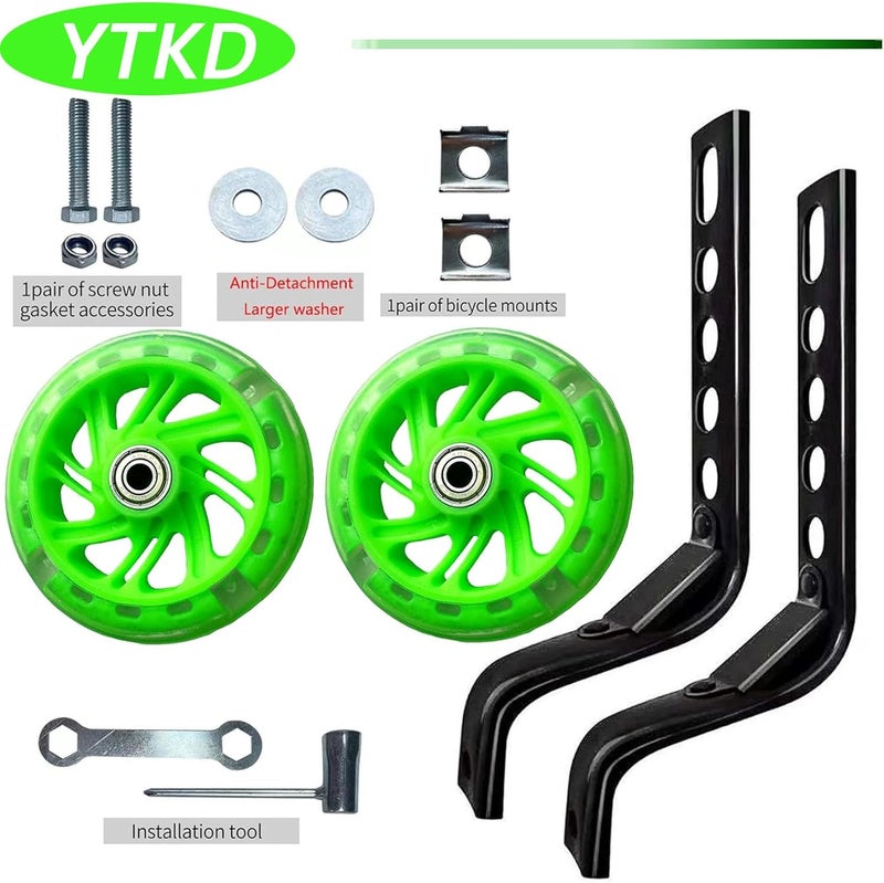 YTKD Training Wheels for Bicycle,Flash Mute Wheel Compatible for Bikes of 12-20 Inch 1 Pair - Image 2
